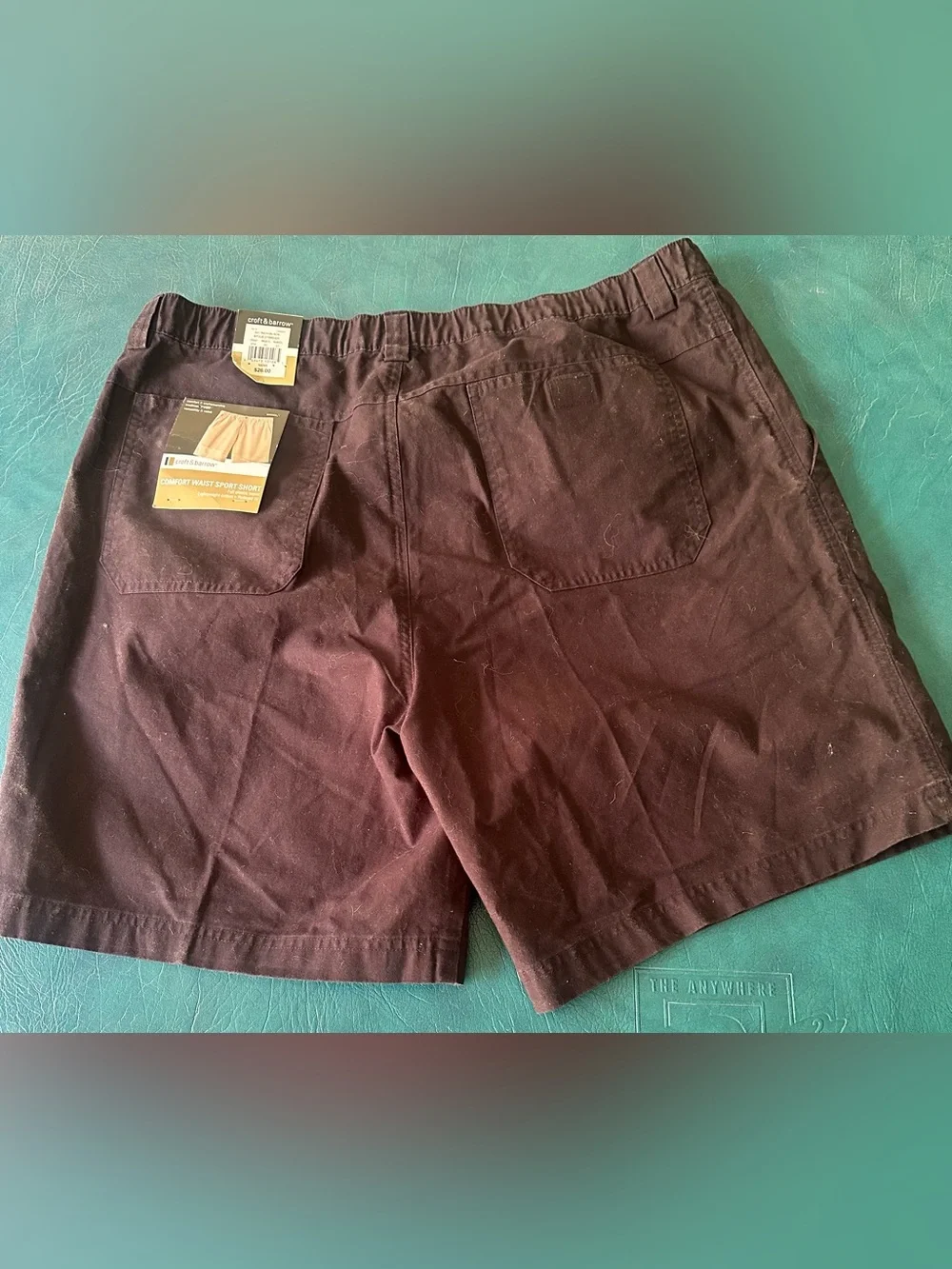 CROFT & BARROW size 38 Men's Dark Brown Flat-Front Cotton Shorts